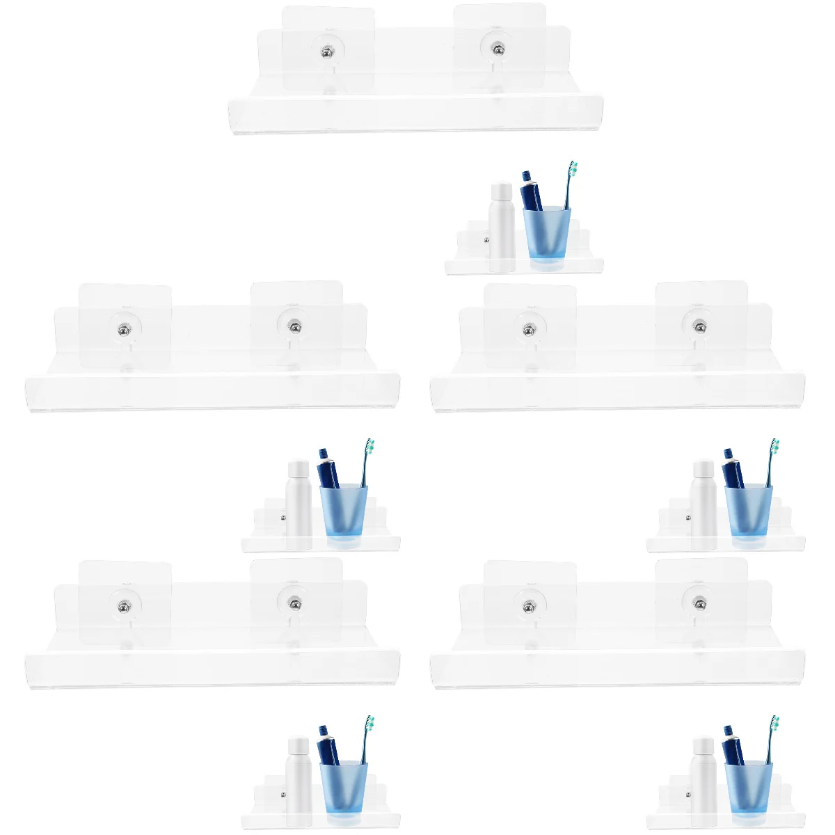 

5pcs Clear Floating Shelf Storage Shelf Wall Rack Wall Shelf Home Bathroom Kitchen Wall Organizer