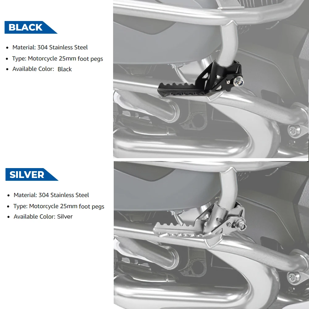 Мотоциклетные шоссе Передние Подножки складные подножки зажимы 22-25 мм для BMW R1250GS