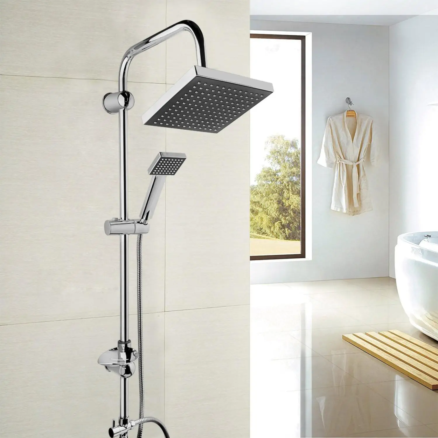 

Bathroom Faucet Bright Chrome Rain Shower Bath Faucet Wall Mounted Bathtub Shower Mixer Tap Show Faucet Shower Set Mixer Rained