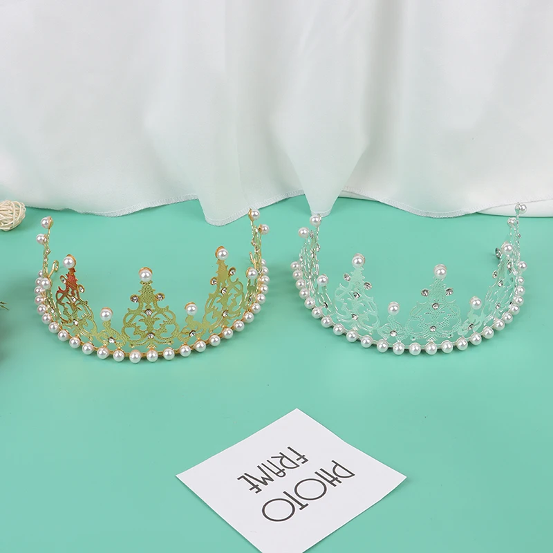 

Pearl Princess Crown Cake Topper Shiny Artificial Pearls Headdress Wedding&Engagement Cake Decora Birthday Topper Handmade