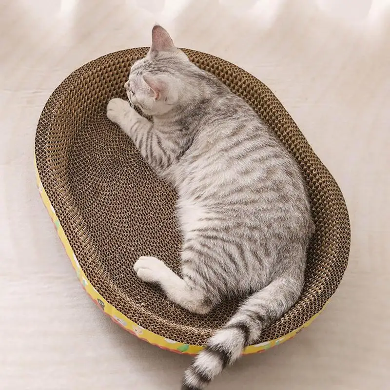 

Scratching Cat Bed Cardboard Corrugated Relaxing Cat Pad L | Cat Catnip Oval Bowl With Scratcher | Scratching Bed Pad Scratching