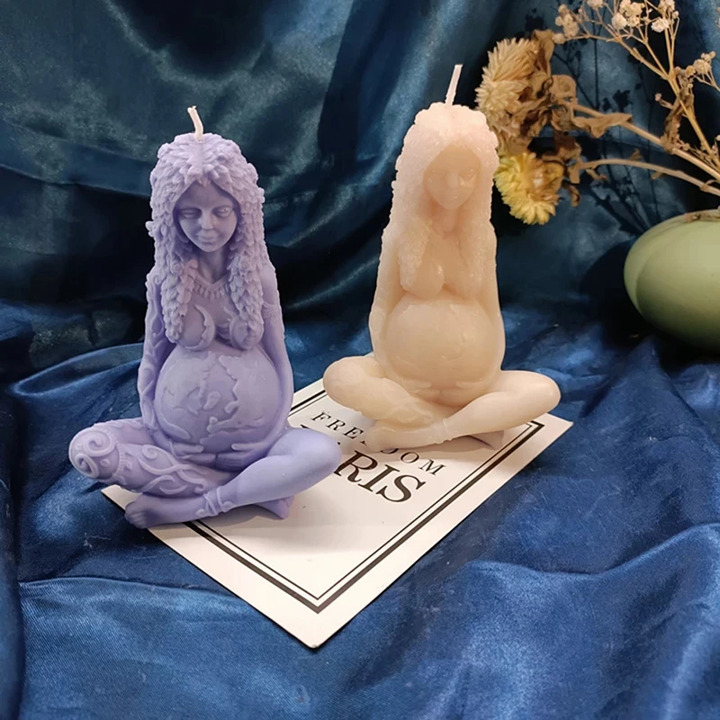 

Goddness Mother Earth Candle Mold Gaia Handmade 3D Silicone Clay Mould Handmade Aroma Candle Making Mold DIY Soap Home Decor