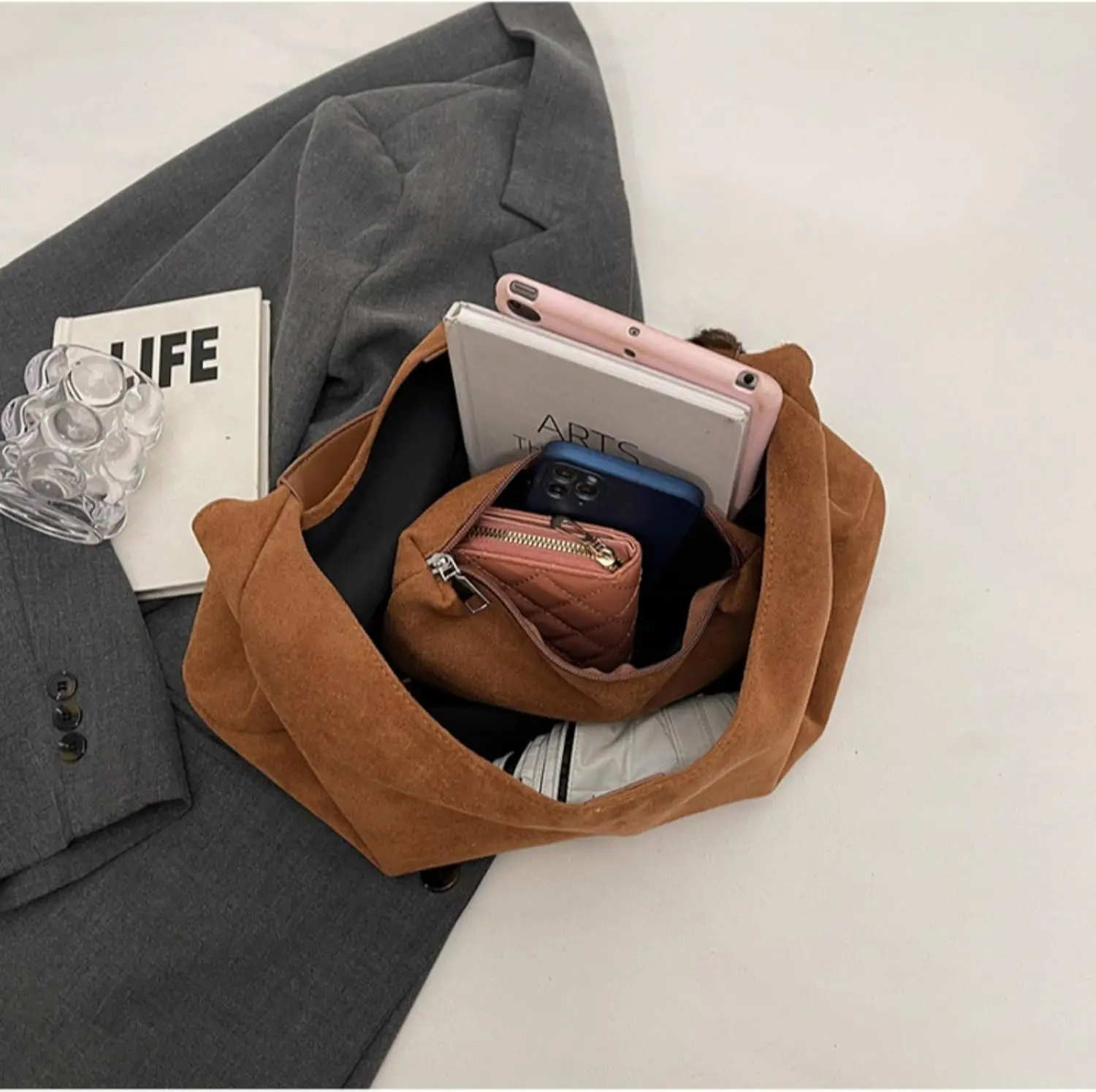 Сумка-тоут из искусственной замши с сумкой сумка-хобо женские сумки на плечо