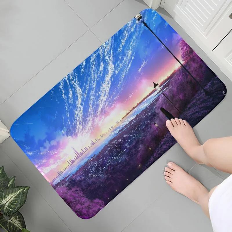 

Flannel Carpet Soft Bedroom Rug Bathroom Doormat Floor Mats Kid Room Anime Landscape Aesthetic Lounge Rug Bath Mats Prayer Rug