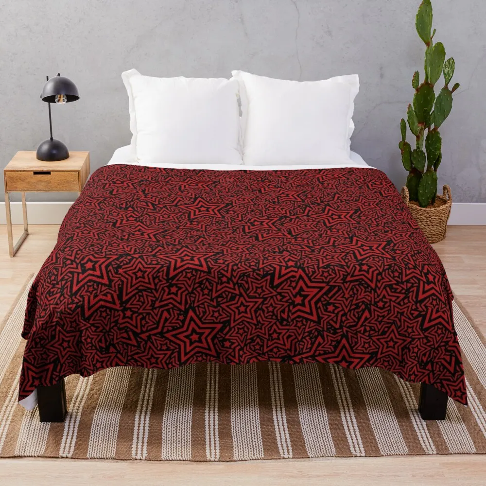 

Star Pattern Persona 5 Red & Black Throw Blanket Sofa Quilt