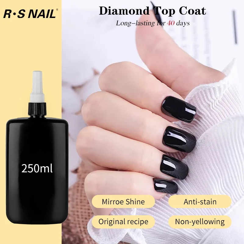 

250ml Top Base Coat UV Gel Nail Polish Matte Reinforce Gel Long Lasting Super Gloss Top Gel No Wipe UV LED Clear Nail Varnish