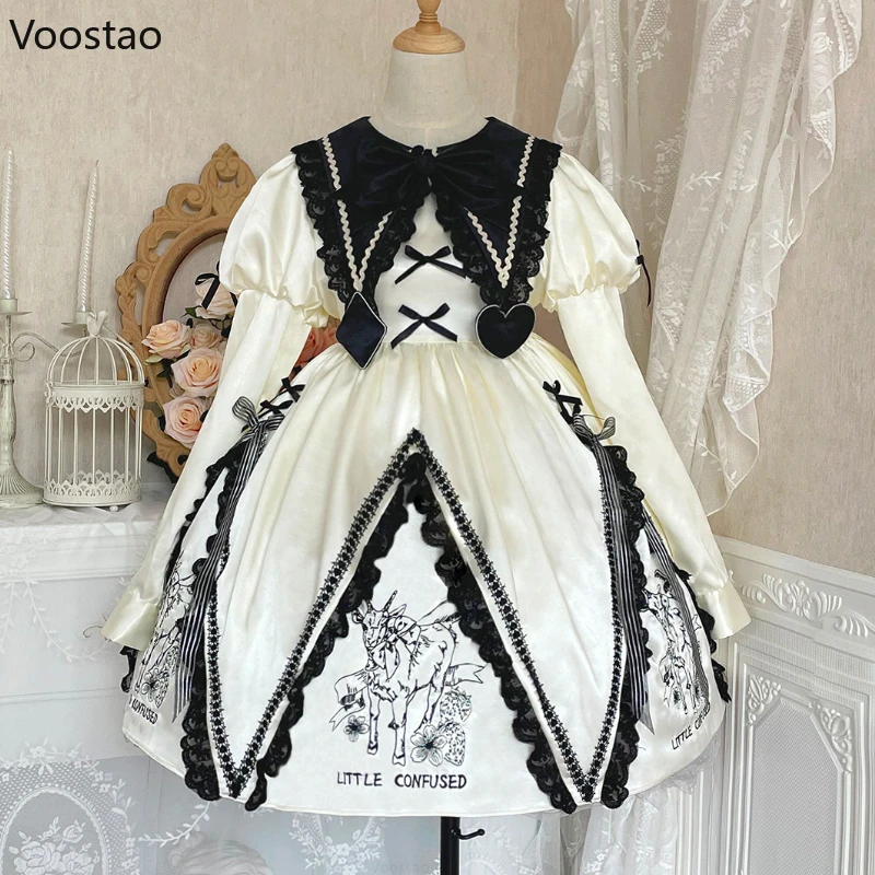 Женское платье с длинным рукавом винтажное в японском готическом стиле