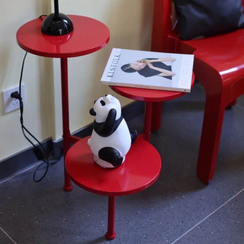 Многоярусный боковой столик Mooli угловой простой красный допаминовый