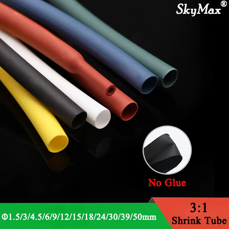 

1M Diameter 1.5~50mm No Glue Heat Shrink Tubing 3:1 Ratio Waterproof Wire Wrap Insulated Adhesive Lined Cable Sleeve