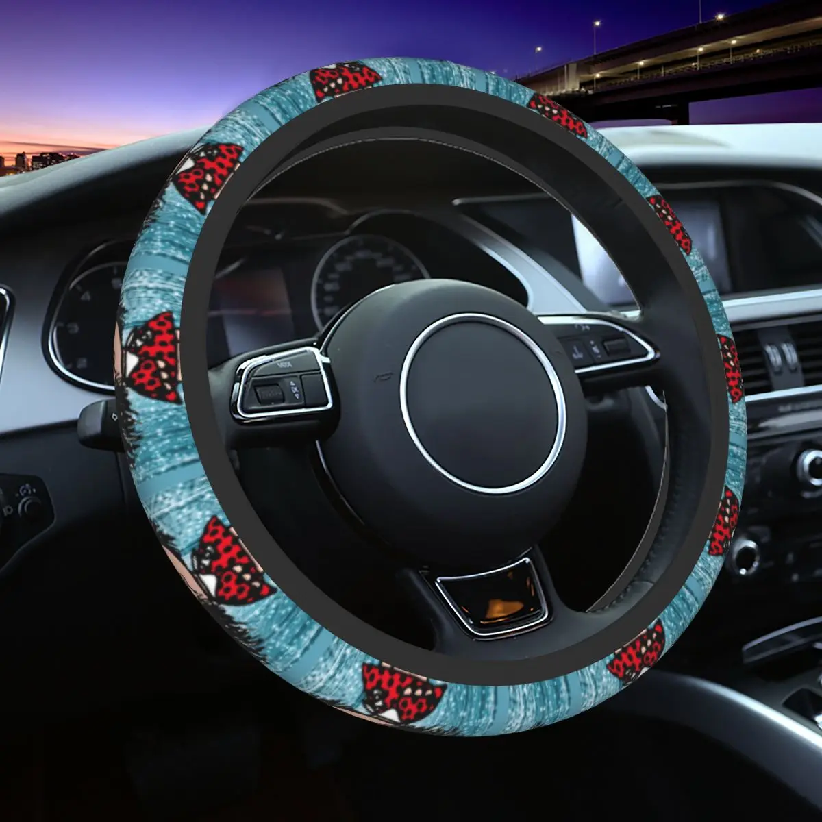 

Lovely Mafalda In Shock Steering Wheel Cover Quino Cartoon Manga Steering Wheel Protector Universal 14.5-15 Inch Car Accessories