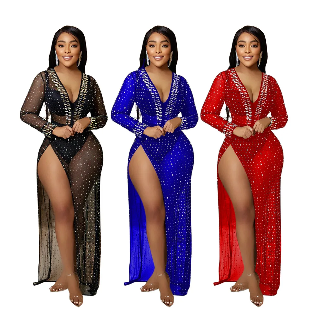 

Sexy Floor-Length Deep V Neck Gold Luxury A-Line Evening Beaded Elegant Cape Sleeves Women Party High Split Dresses Gown 2022