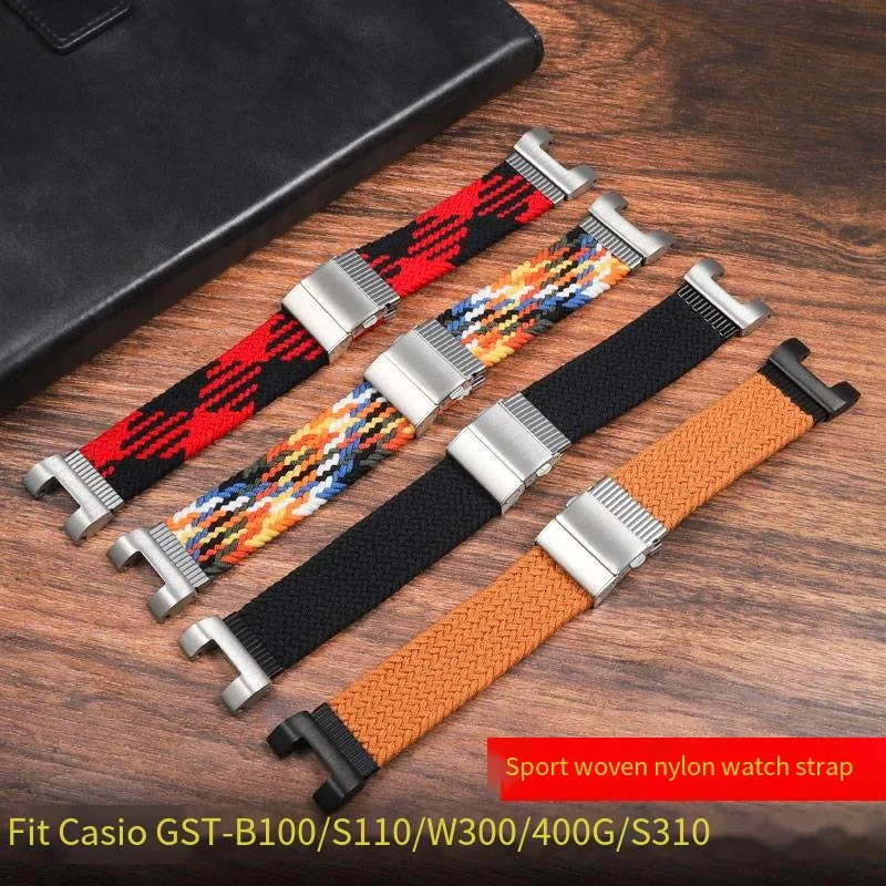Фото Тканый нейлоновый ремешок, регулируемый браслет Casio G-Impact GST series GST-W30400GS130S310S330B100, спортивный браслет с двойной пряжкой №2