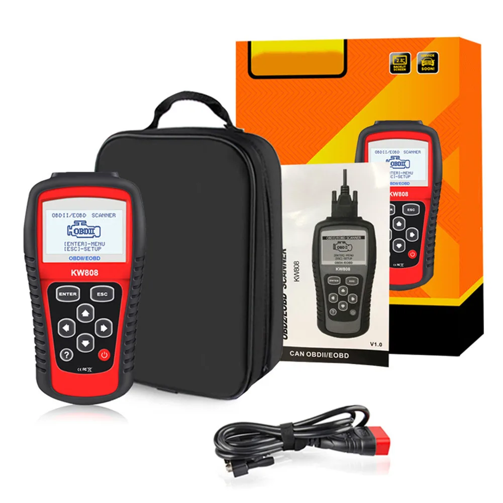Фото Автомобильный сканер MS509 KW808 для автомобилей с OBDII/EOBD, поддержка протоколов J1850, ISO9141, KWP2000, CAN, просмотр данных в реальном времени №1