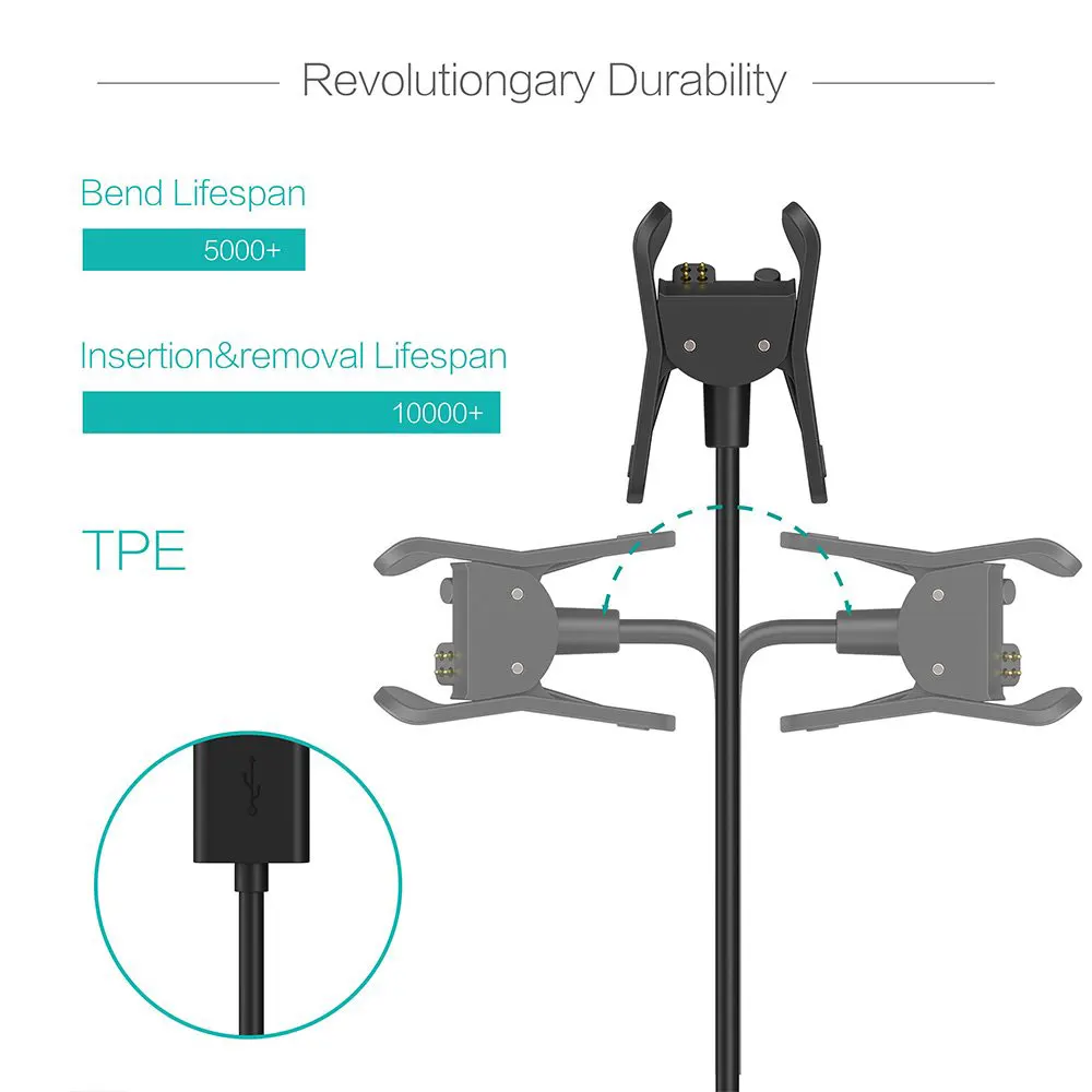 Зарядное устройство совместимо с Garmin Vivosmart 3 USB-кабель для зарядки 100 см аксессуары