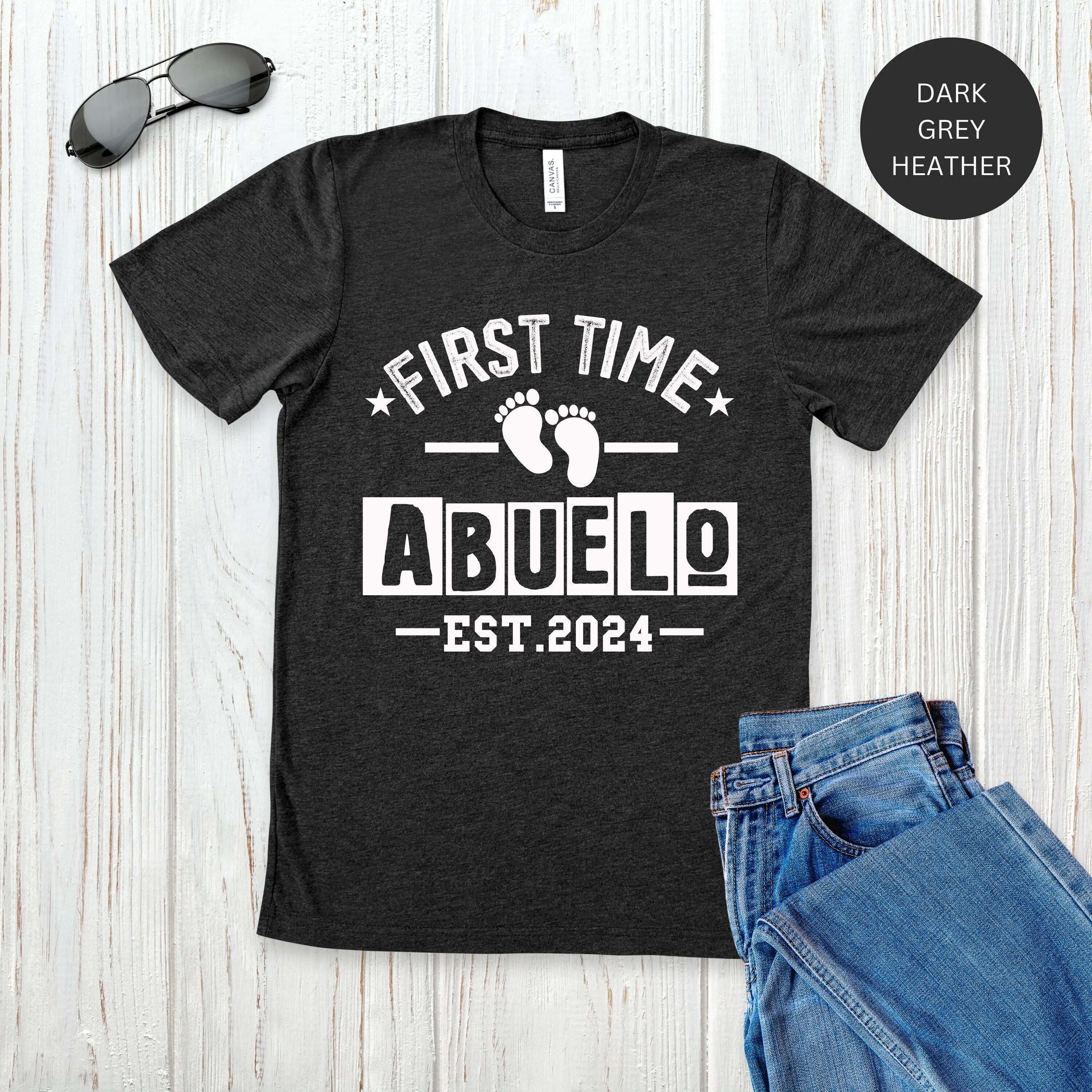 Футболка First Time Abuelo 2024 прикованная чтобы быть дедушкой испанская новая для