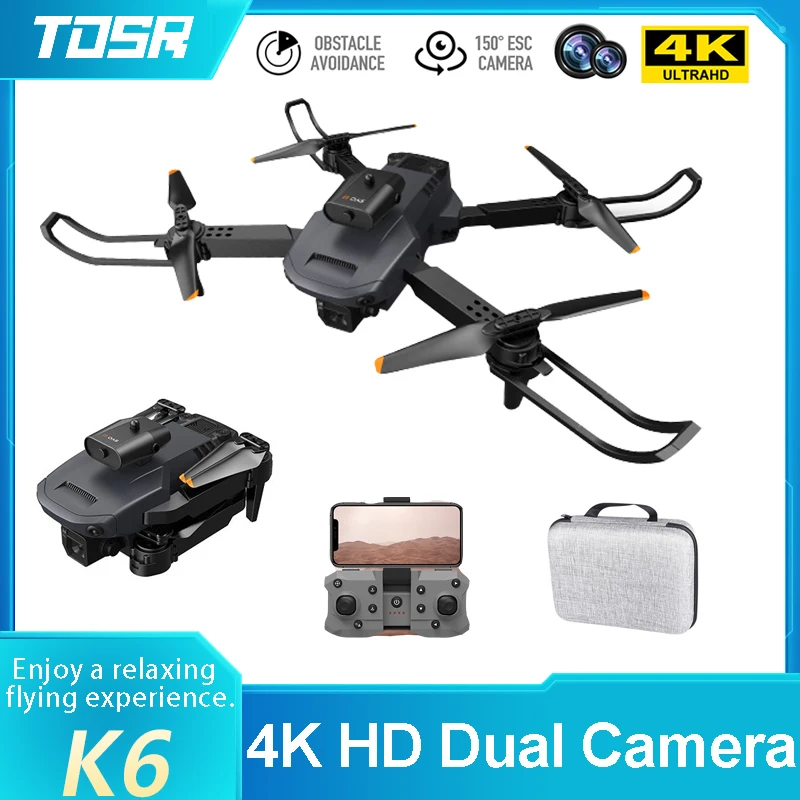 

TOSR Новый K6 мини Дрон 4K HD камера профессиональный обход препятствий складной Квадрокоптер оптический поток искусственная игрушка Подарки