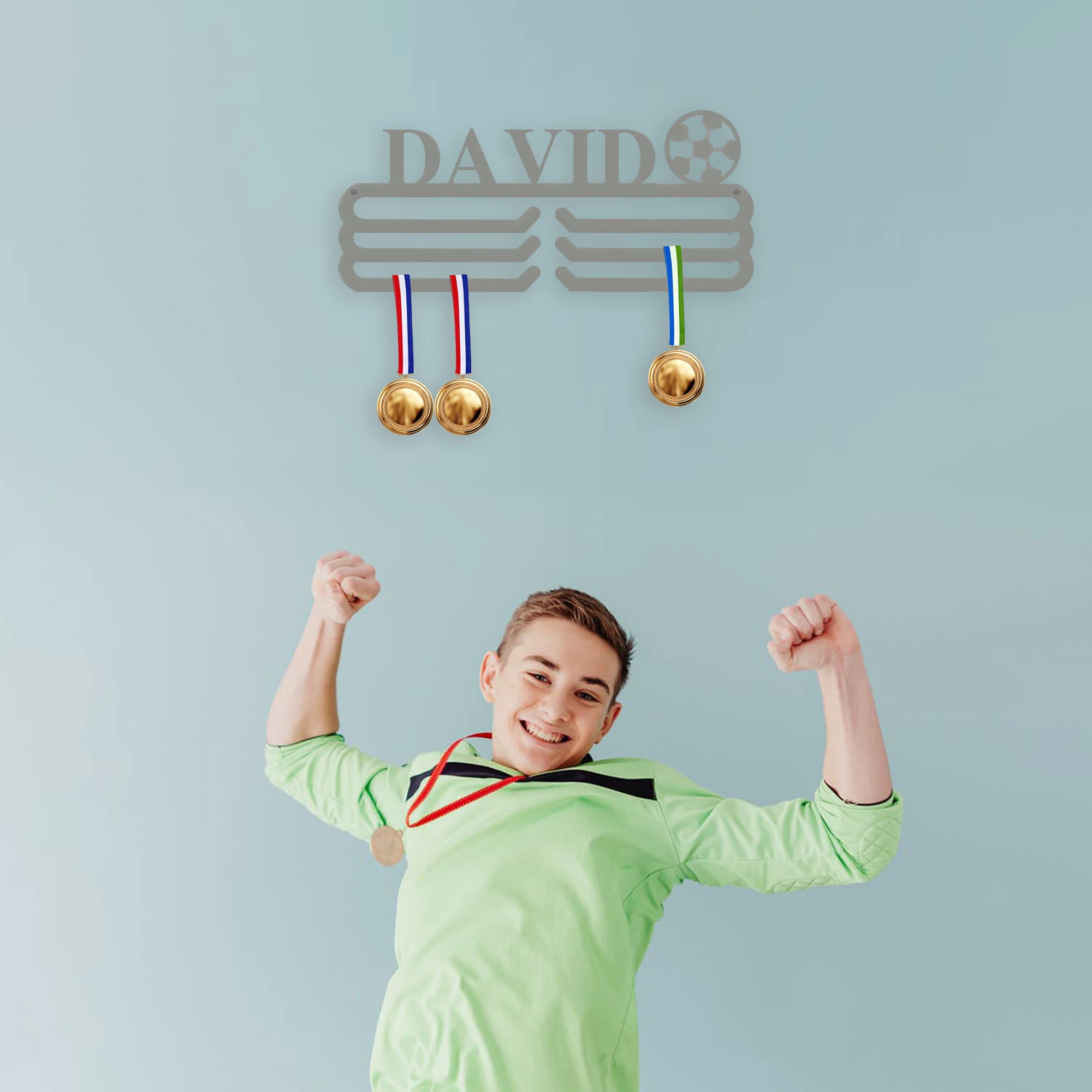 Customizable Text Sports Medal Wall Mount Triathlon Challenge Office Hanger Hanger Hook Layered Standing Medal Decoration