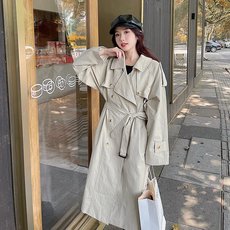 

Coat for Women 2022 Spring Loose New Jacket Female Beige Korean Long Windbreaker Niche Temperament Fashion Casual Ladies Cloak