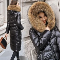 puffer jacket long white duck black down coat women thick fur collar hooded winter large size windproof snow outwear warm female