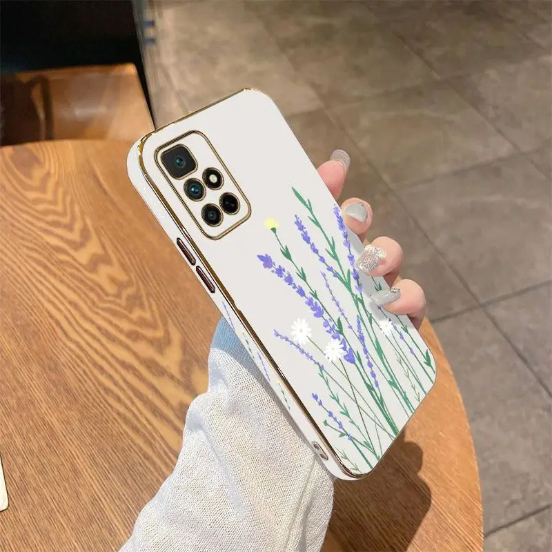 Daisy Lavender Luxury Plating Phone Case For Xiaomi Redmi 10 10A 12C 9 10C 9T 9A A1 9C Cover
