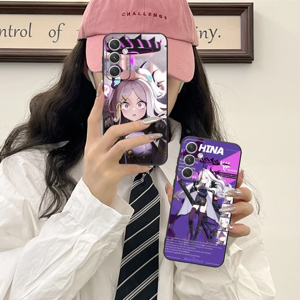 Синий архив Hina Чехол для мобильного телефона Samsung Galaxy S24 S23 S22 S21 S20 S10 S9 Plus FE ультра