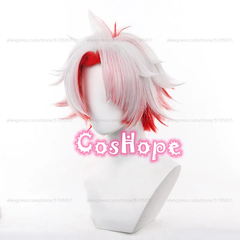 Шрам Косплей Парик 32 см Короткие волосы с вьющимся верхом Серебристый Белый