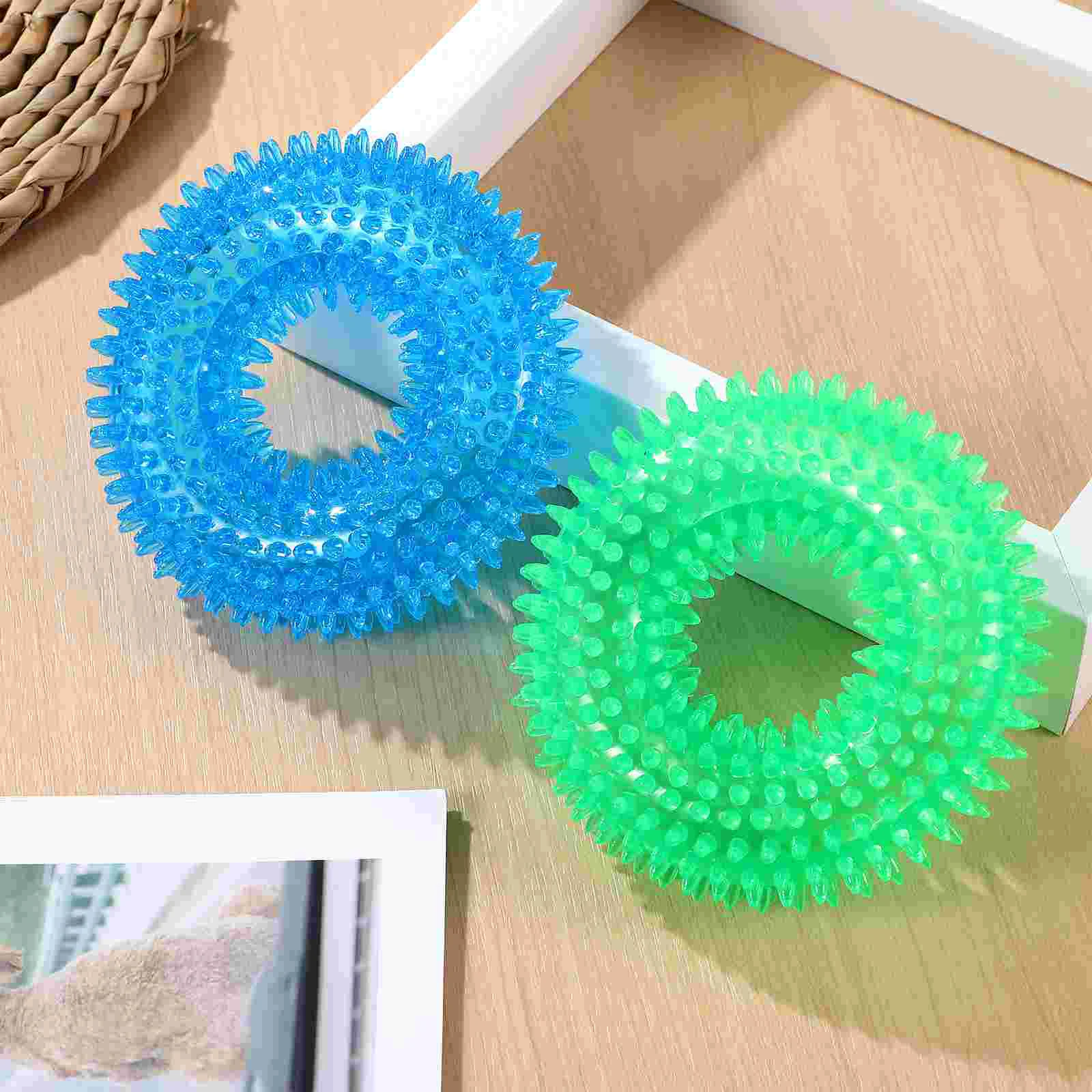 

2 Pcs Dog Teething Toys Chew Small Dogs Pet Interactive Squeaky Puppy The Rings