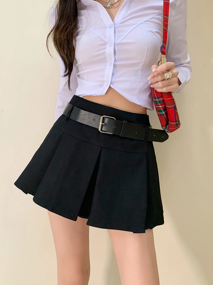 

Юбка женская трапециевидная с завышенной талией и поясом