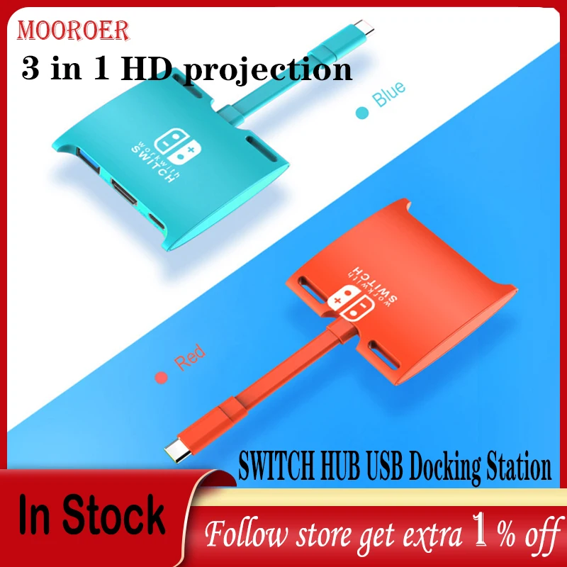

Док-станция Mooroer 3-в-1 HDMI4K HD 3,0 PD 10 для Nintendo SWITCH