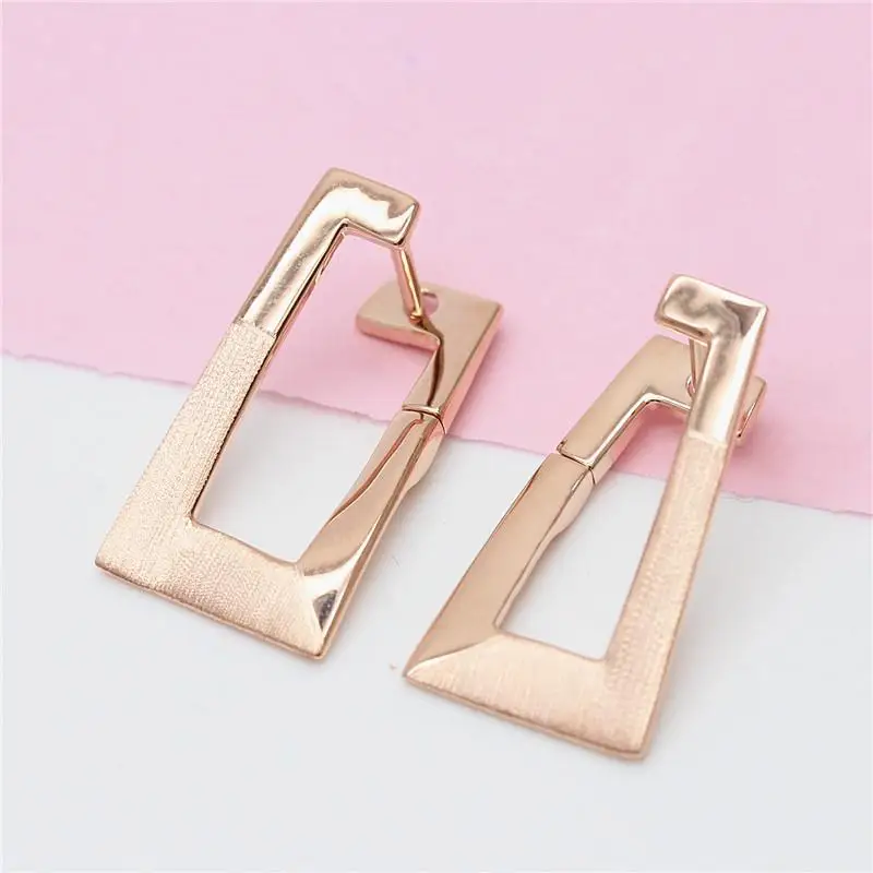 

Женские матовые серьги-Клипсы из розового золота с геометрическим блоком, 14 к