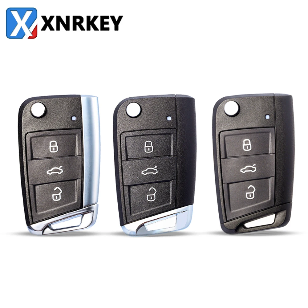 

XNRKEY 3 Button Flip Remote Car Key Shell Case for Volkswagen Skoda Octavia A7 VW Golf 7 MK7 Seat Leon Passat Beetle Polo Bora