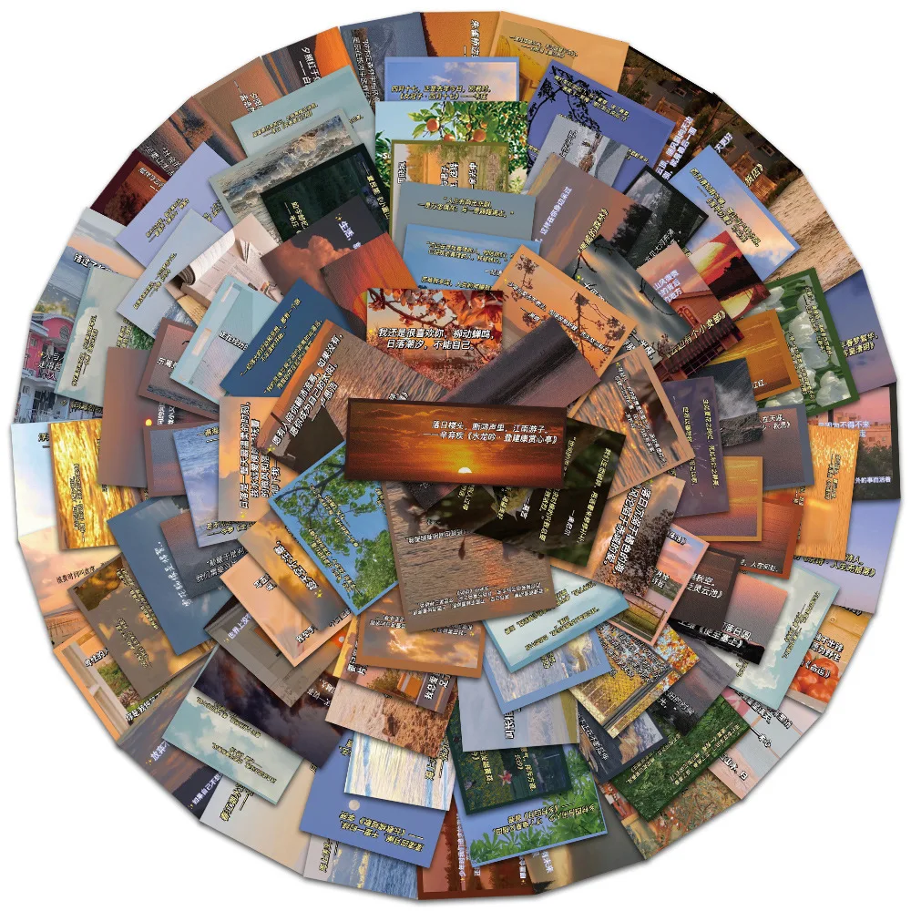 

50/100Pcs/pack Sunset Scenery Paper Sticker Set Self-adhesive Stationery Stickers for Arts Craft DIY Scrapbooking Diary Album