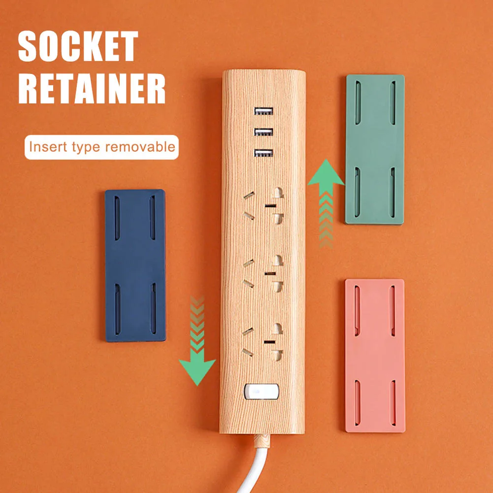 

Powerful Traceless Wall-mounted Sticker Plug Fixer Home Self-adhesive Socket Cable Wire Organizer Seamless Strip Holder
