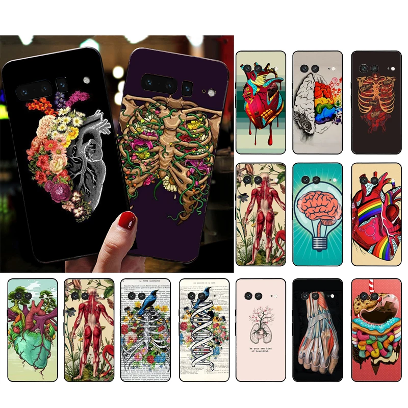 

Phone Case for Google Pixel 7 Pro 7 6A 6 Pro 5A 4A 3A Pixel 4 XL Pixel 5 6 4 3 XL 3A XL 2 XL Human anatomy organ art Case Funda