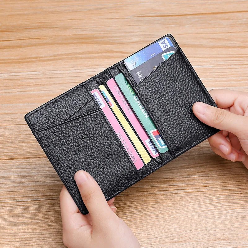 Super Slim Soft Men's Genuine Leather Card Wallet Slim Mini Small Bifold Wallet Credit Card Holder Coin Purse Compact Money Bag