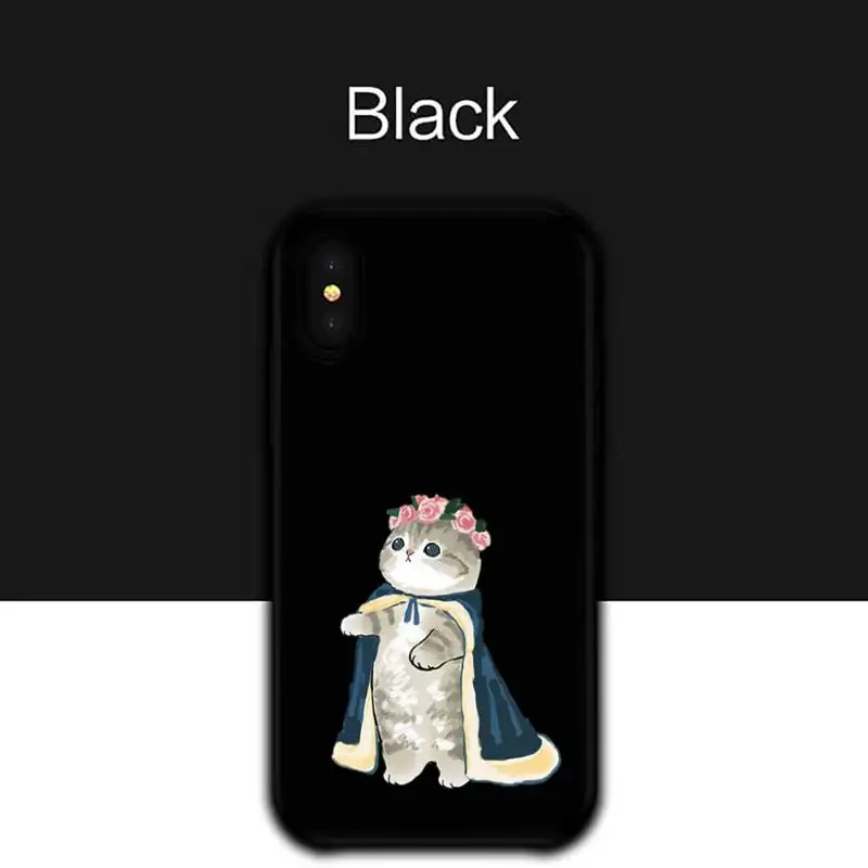 

Cartoon Cat Phone Case For Iphone 11 12 13 14 Pro Max X 6 6s 7 8 Plus XS XR 12mini Se 2020 Black Phone Cases