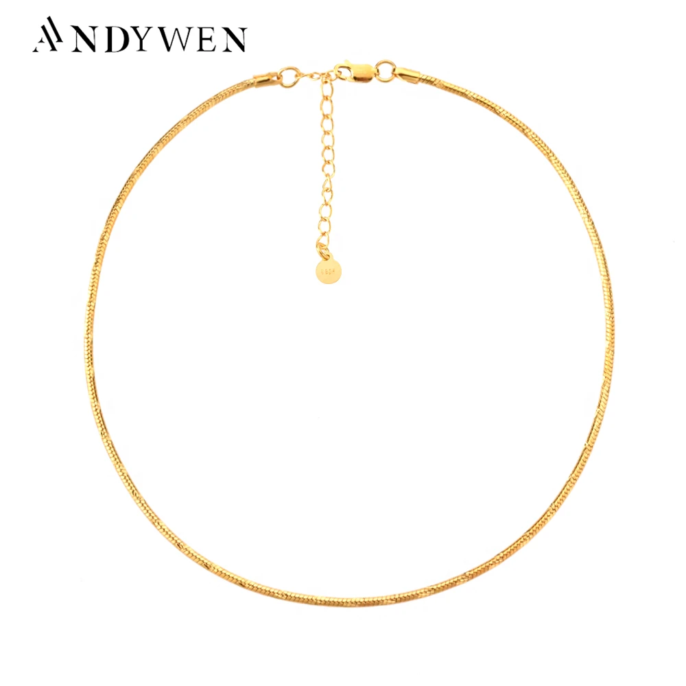 

ANDYWEN 925 Sterling Silver Gold Thick Chain Choker Necklace New 2020 Rock Punk Luxury Fashion Twist Women Fashion Fine Jewelry