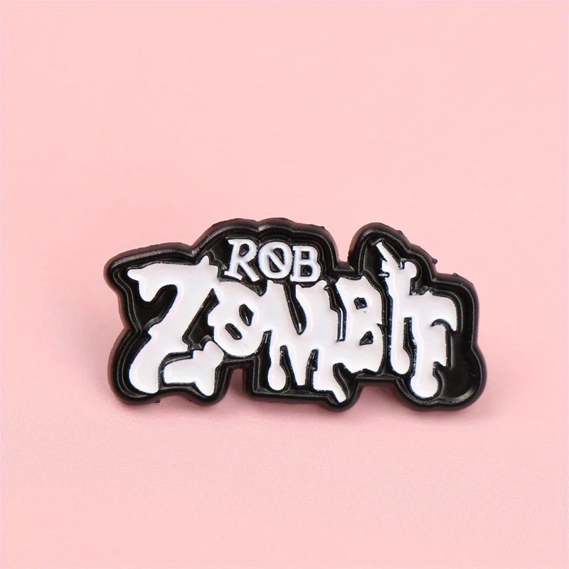 Эмалированная булавка Роб Зом - черно-белая модная брошь в стиле хип-хоп