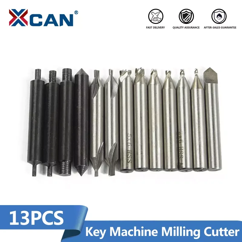 XCAN Key Cutter 13pc T101 Key Cutting Machine Part for Vertical Key Machine Guide Pin,Milling Cutter,Center Drill,Locksmith Tool