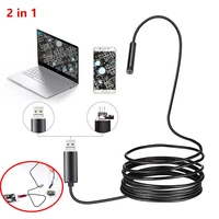 7mm endoscope camera flexible ip67 waterproof micro usb inspection borescope camera for android pc notebook 6leds adjustable