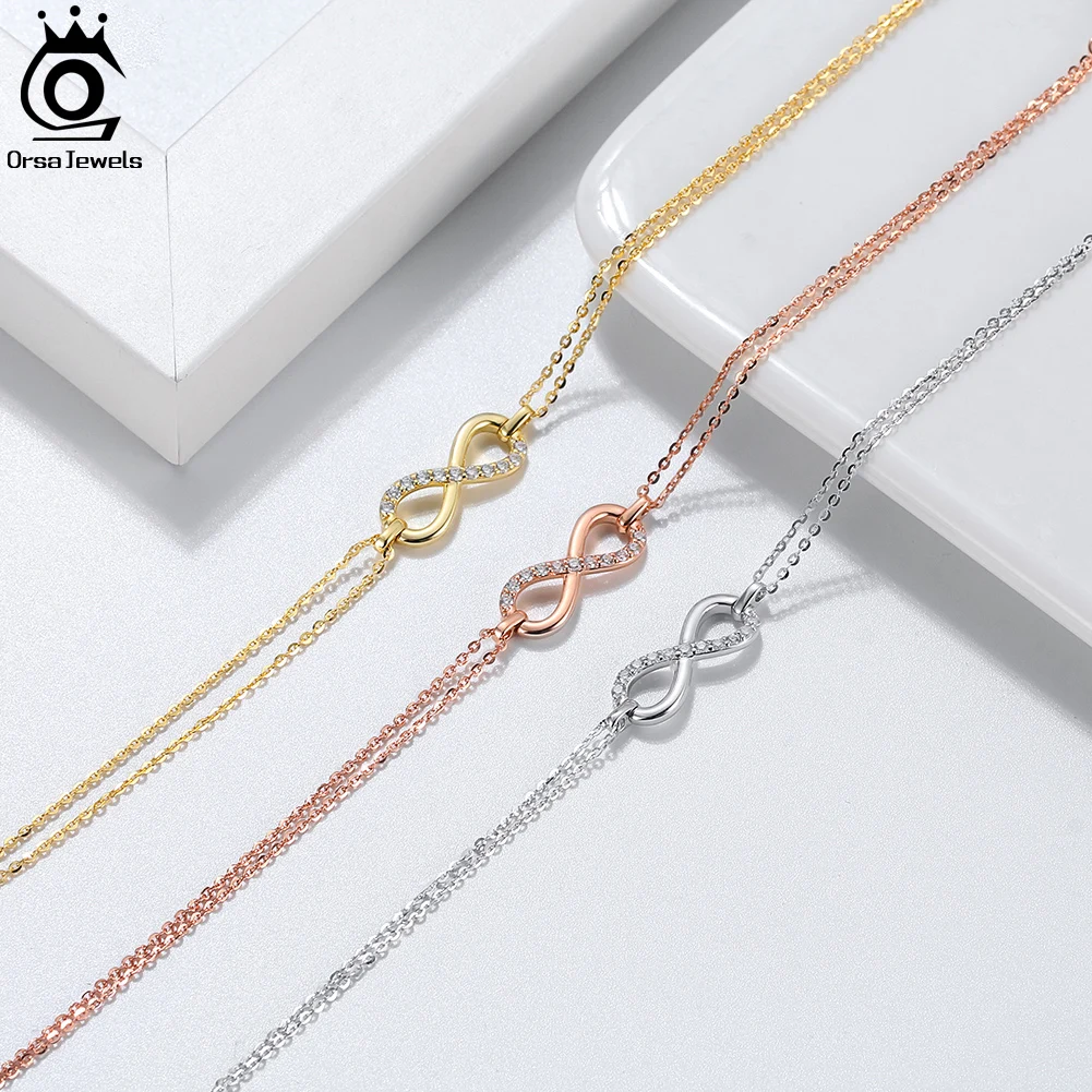 ORSA JEWELS браслет-цепочка с прозрачным фианитом Бесконечность стерлинговое серебро
