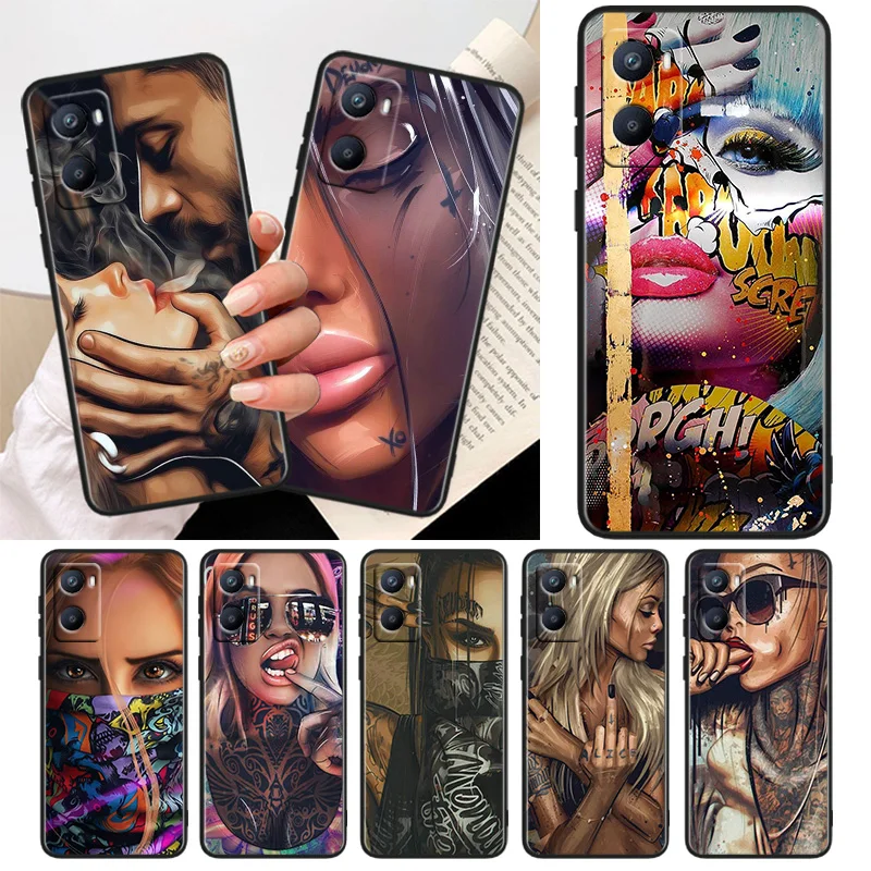 

Sexy Sleeve Tattoo Girl Phone Case For OPPO A96 AA94 A93 A77S A76 A74 A73 A72 A57S A757E AX7 A1K 2022 2020 Black Cover