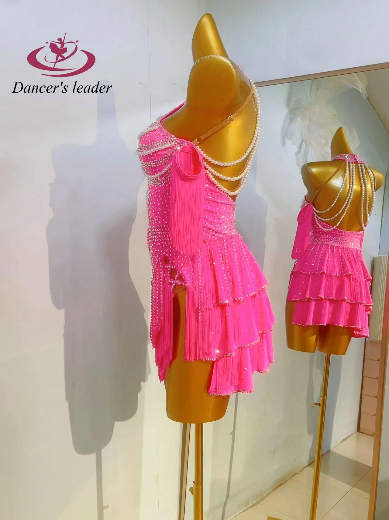 Костюм для латинских танцев женская высококачественная юбка со стразами на