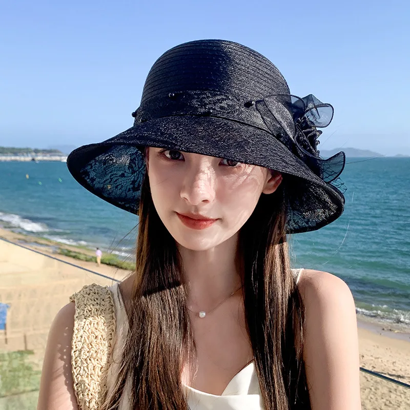 Корейский стиль летняя Новинка кружевная маленькая Панама из органзы с жемчугом