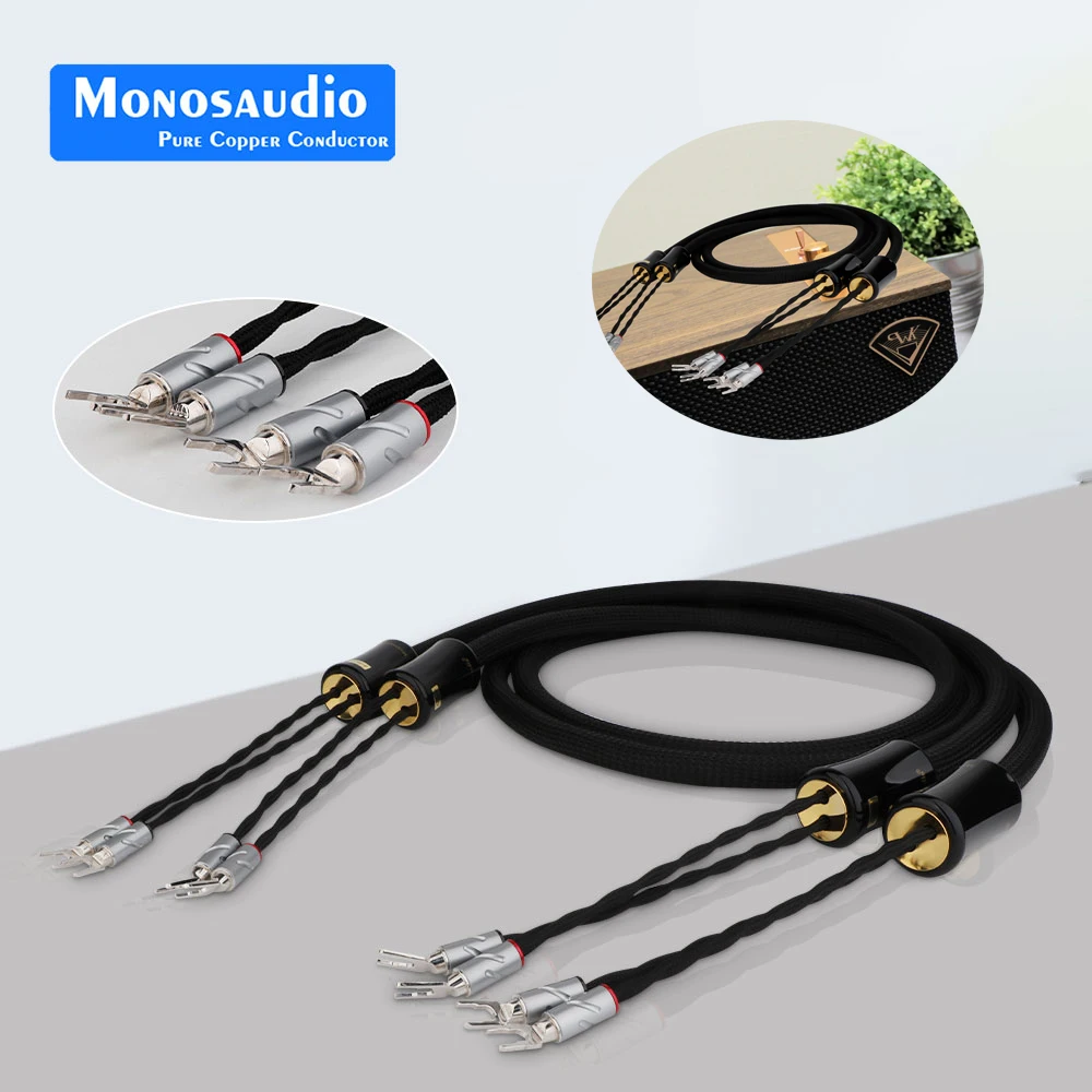 

Monosaudio 5N Pure Silver Hi-end Loudspeaker Cable Eclipse Reference Series Y Spade to Y Professional HIFI Audio Speaker Wire