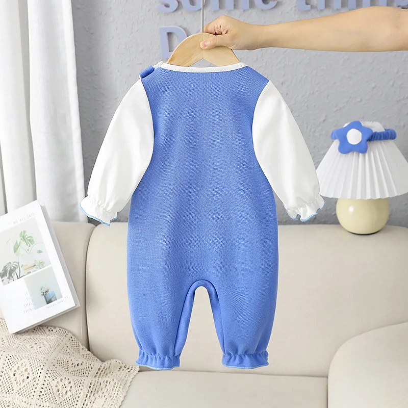 Children's clothing 2022 autumn new baby onesie small fresh blue baby long-sleeved romper