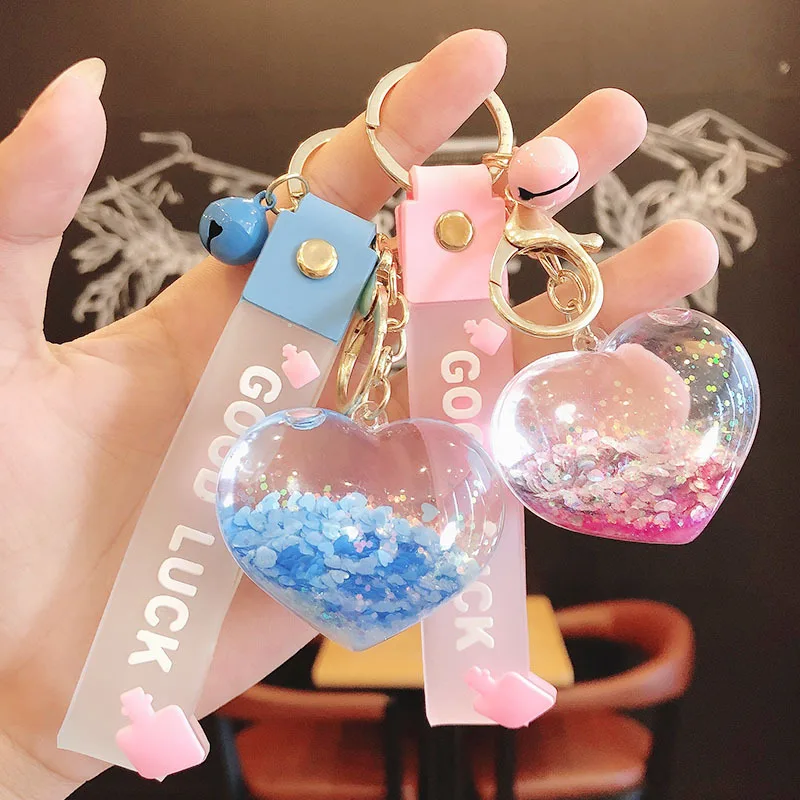 

Valentines Day Fantasy Love Crystal Drift Bottle Quicksand Key Chain Fashion Oil-in Pendant Small Pendant Key Chains Keyring