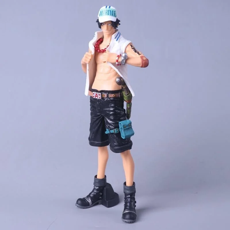 

One Piece Anime Action Figure GK Portgas D Ace Model 27cm PVC Navy Uniform KAO Modeling Desktop Collection Children Toys Gift