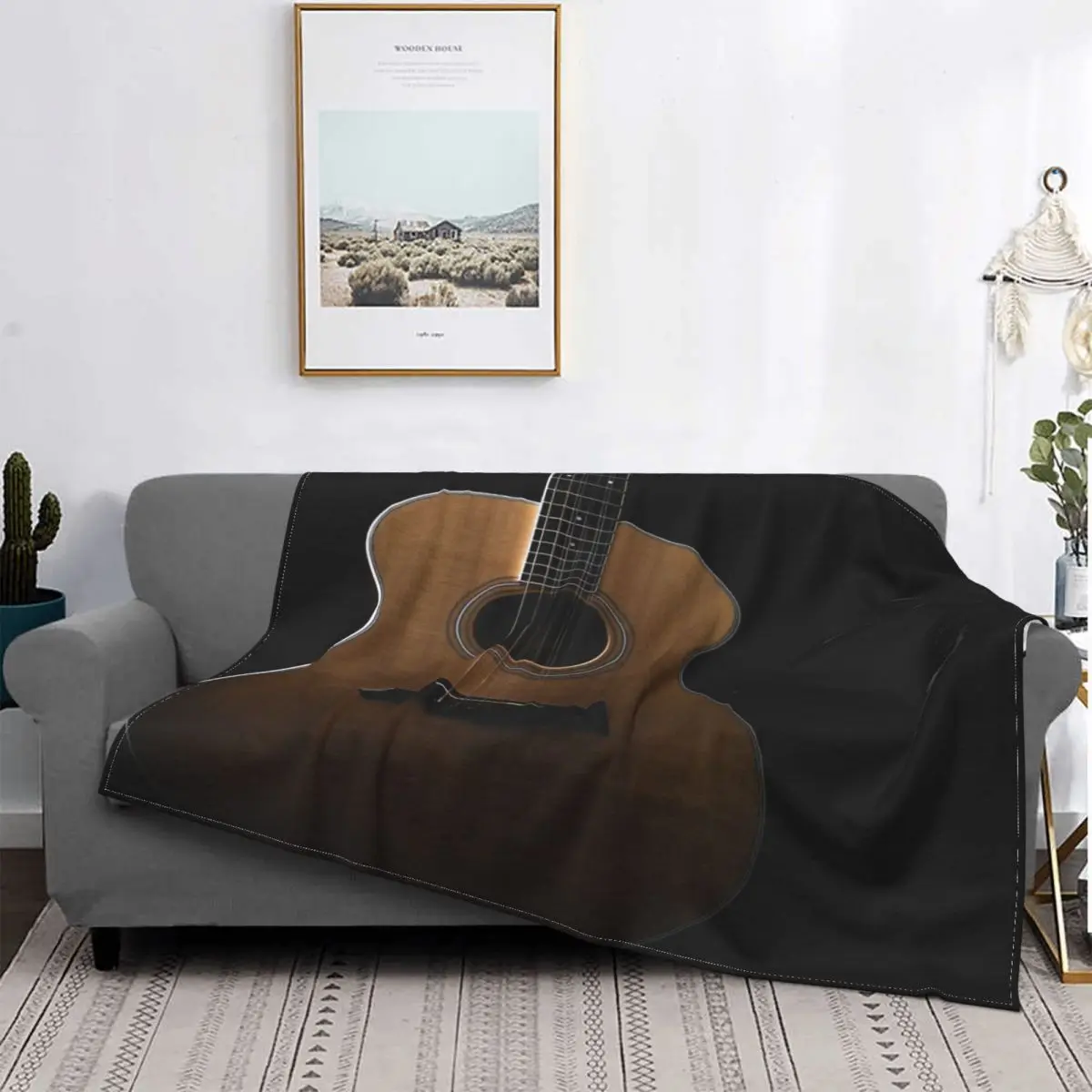 

Guitarra acústica en una manta negra, A cuadros para cama colcha, manta de playa, mantas A cuadros, fundas de cama de invierno