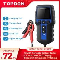 topdon portable battery tester charging cranking test tools for car 12v automotive diagnostic battery monitor 100 2000cca bt200